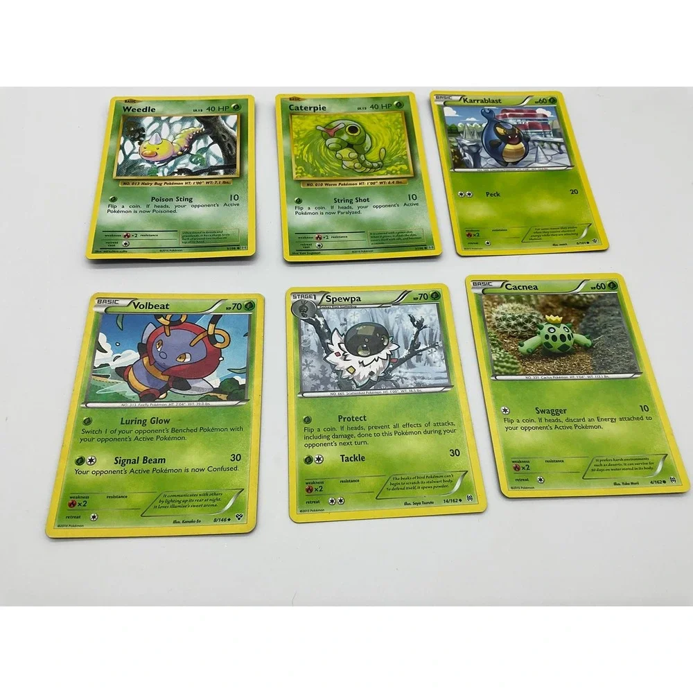 Pokemon TCG Card Lot 6ct Caterpie Karrablast Volbeat Spewpa Cacnea Grass Bug